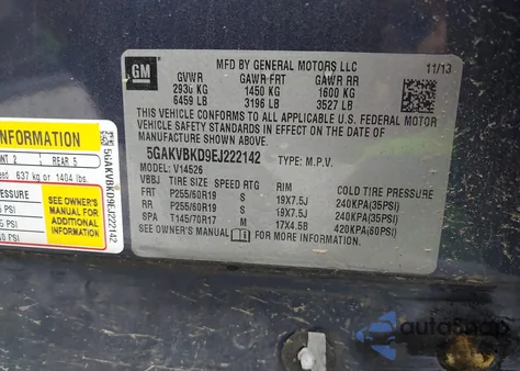 2014 Buick Enclave Leather z USA, uszkodzony, nr VIN 5GAKVBKD9EJ222142